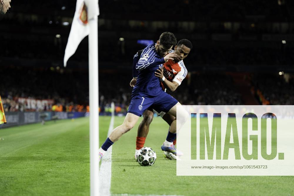 Arsenal FC v Paris Saint-Germain - UEFA Champions League Semi-final First Leg Khvicha Kvaratskhelia during the UEFA Champions League semi-final first leg match between Arsenal and Paris Saint-Germain at Emirates Stadium in London, England, on April 29, 2025.