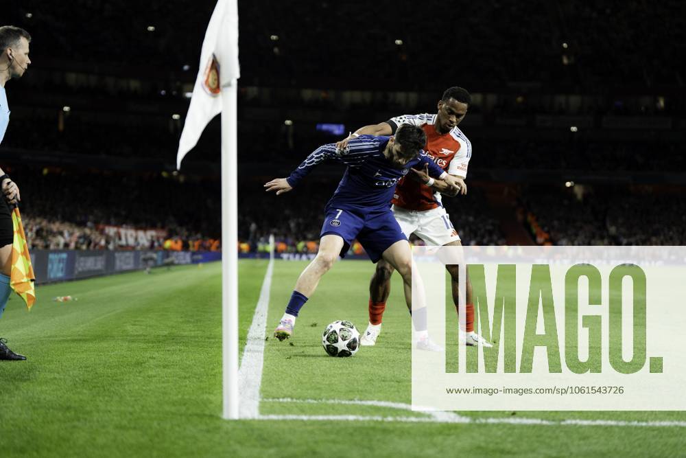 Arsenal FC v Paris Saint-Germain - UEFA Champions League Semi-final First Leg Khvicha Kvaratskhelia during the UEFA Champions League semi-final first leg match between Arsenal and Paris Saint-Germain at Emirates Stadium in London, England, on April 29, 2025.