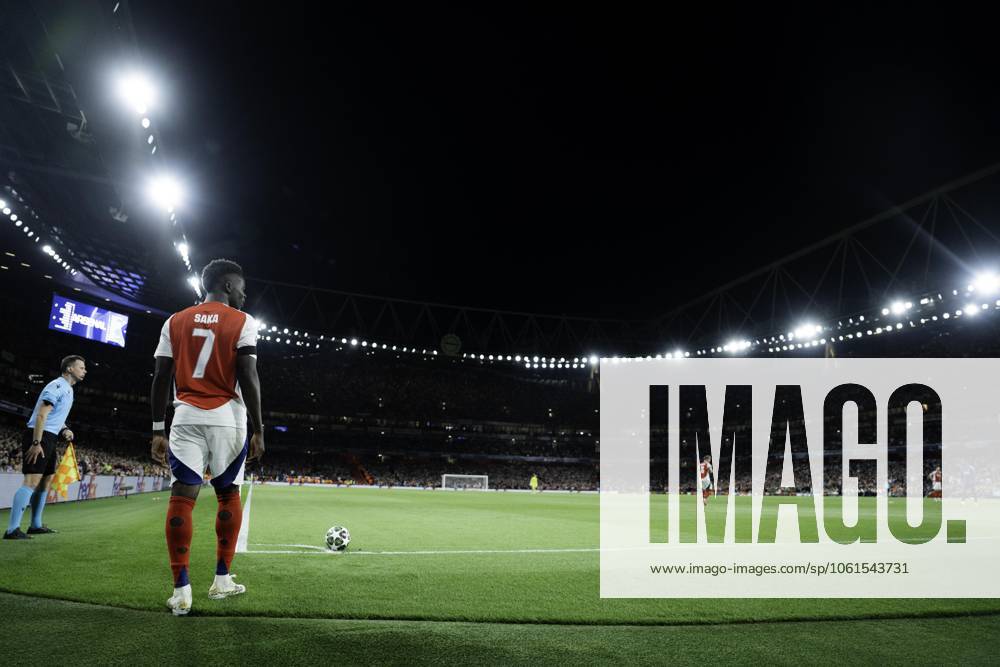 Arsenal FC v Paris Saint-Germain - UEFA Champions League Semi-final First Leg Bukayo Saka during the UEFA Champions League semi-final first leg match between Arsenal and Paris Saint-Germain at Emirates Stadium in London, England, on April 29, 2025.