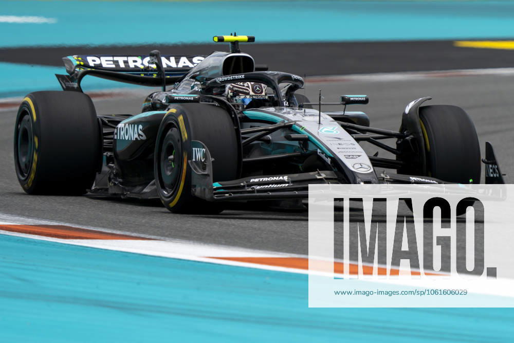 Italian Formula One driver Andrea Kimi Antonelli of Mercedes-AMG Petronas in action during the first free practice session of the Formula One Miami Grand Prix at the Miami International Autodrome in Miami Gardens, Florida on Friday, May 2, 2025. MIA2025050236 GREGxNASH