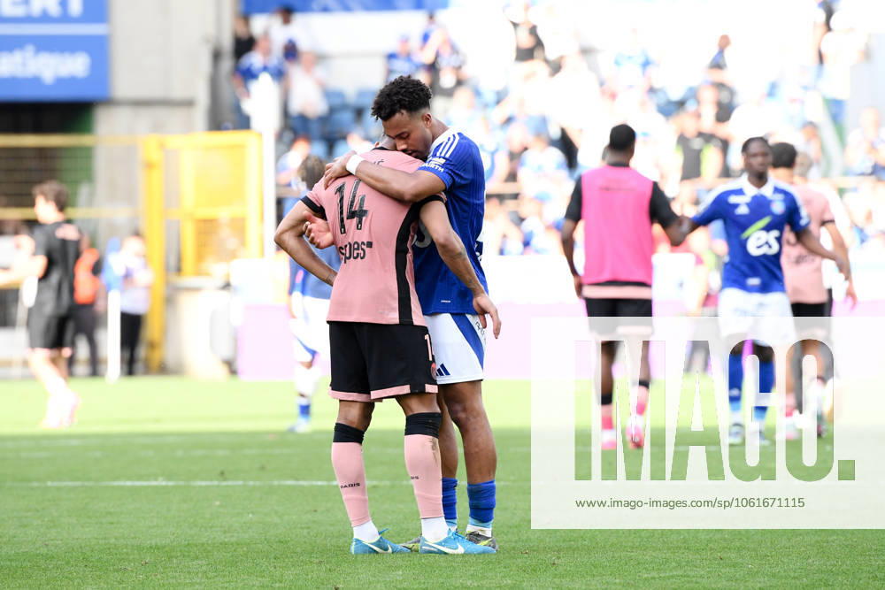 RC Strasbourg Alsace v Paris Saint-Germain - Ligue 1 McDonald s 2024 2025 22 Guela DOUE (rcsa) - 14 Desire DOUE (psg) during the Ligue 1 McDonald s match between Strasbourg and Paris at Stade de la Meinau on May 3, 2025 in Strasbourg, France. Strasbourg France