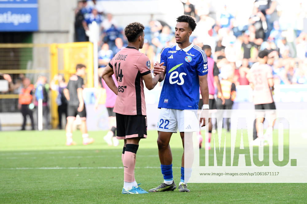 RC Strasbourg Alsace v Paris Saint-Germain - Ligue 1 McDonald s 2024 2025 22 Guela DOUE (rcsa) - 14 Desire DOUE (psg) during the Ligue 1 McDonald s match between Strasbourg and Paris at Stade de la Meinau on May 3, 2025 in Strasbourg, France. Strasbourg France