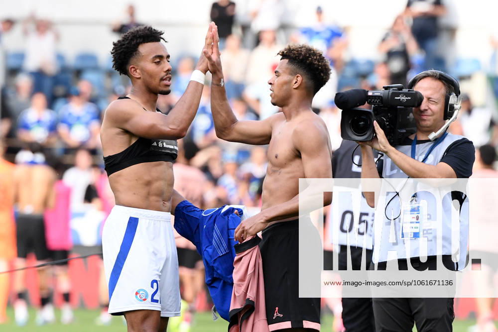 RC Strasbourg Alsace v Paris Saint-Germain - Ligue 1 McDonald s 2024 2025 22 Guela DOUE (rcsa) - 14 Desire DOUE (psg) during the Ligue 1 McDonald s match between Strasbourg and Paris at Stade de la Meinau on May 3, 2025 in Strasbourg, France. Strasbourg France