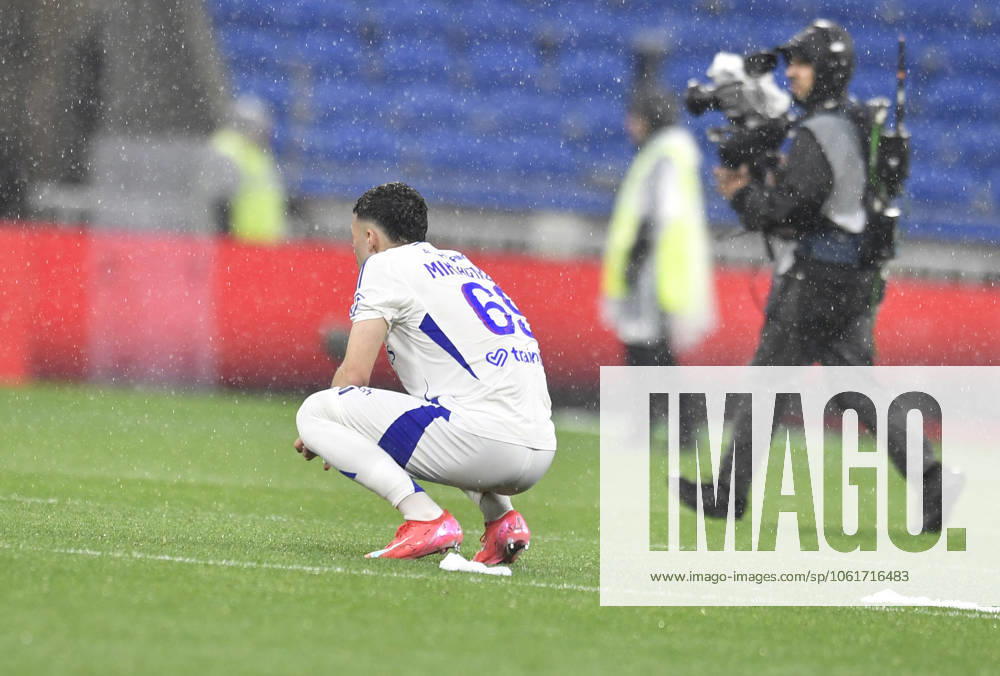 Georges MIKAUTADZE of Lyon celebrates scoring goal during the French L1 football match between Olympique Lyonnais and RC Lens at the Groupama stadium in Decines-Charpieu Lyon, France on May 04, 2025