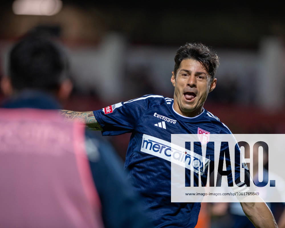 NENE from AVS seen celebrating his goal during the Liga Portugal Betclic 2024 25 match between AVS and Boavista FC at Estadio do Clube Desportivo das Aves on May 5, 2025 in Vila das Aves, Portugal.Final score: AVS 1 - 2 Boavista FC Porto Portugal - ZUMAl192 20250505_zsp_l192_004