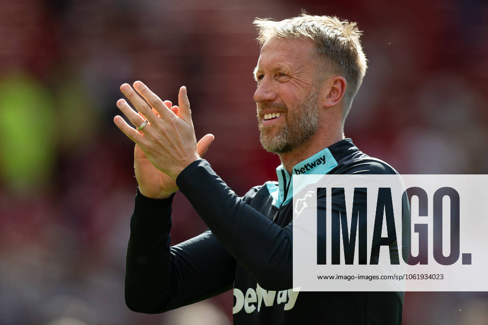 Manchester United, ManU FC v West Ham United FC West Ham United manager Graham Potter celebrates after the Manchester United FC v West Ham United FC English Premier League match at Old Trafford, Manchester, England, United Kingdom on 11 May 2025 Credit: Ian Stephen Every Second Media Editorial use only. All images are copyright Every Second Media Limited. No images may be reproduced without prior permission. All rights reserved. Premier League and Football League images are subject to licensing agreements with Football DataCo Limited. see https: www.football-dataco.com