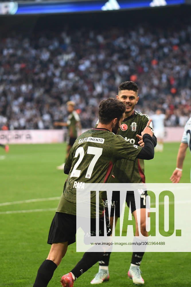 Rafa Silva of Besiktas celebrates after scoring the first goal of his team with teammates during the Turkish Super League match between Besiktas and Adana Demirspor at Tupras Stadium on May 11, 2025 in Istanbul, Turkey. Istanbul Turkey