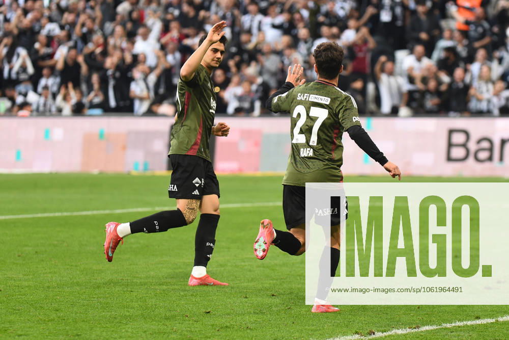 Rafa Silva of Besiktas celebrates after scoring the first goal of his team with teammates during the Turkish Super League match between Besiktas and Adana Demirspor at Tupras Stadium on May 11, 2025 in Istanbul, Turkey. Istanbul Turkey