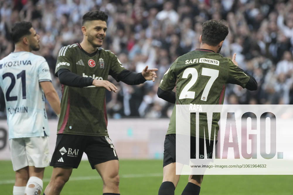 Rafa Silva of Besiktas celebrates after scoring the first goal of his team with teammates during the Turkish Super League match between Besiktas and Adana Demirspor at Tupras Stadium on May 11, 2025 in Istanbul, Turkey. Istanbul Turkey