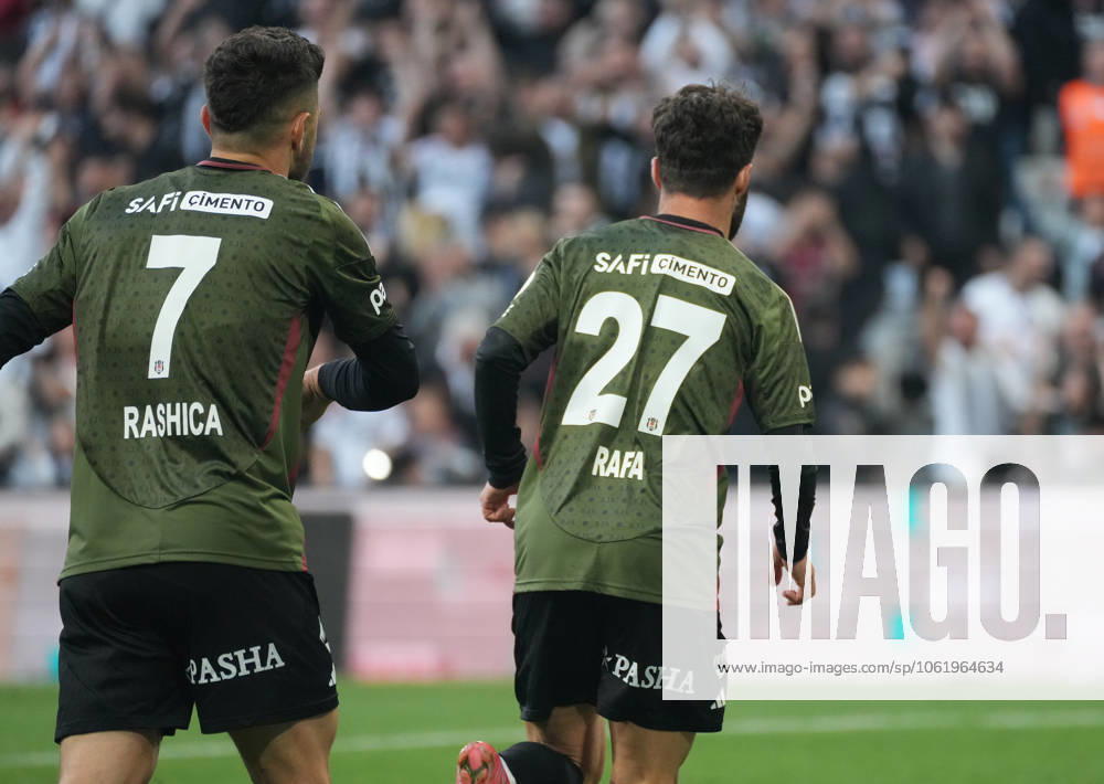 Rafa Silva of Besiktas celebrates after scoring the first goal of his team with teammates during the Turkish Super League match between Besiktas and Adana Demirspor at Tupras Stadium on May 11, 2025 in Istanbul, Turkey. Istanbul Turkey