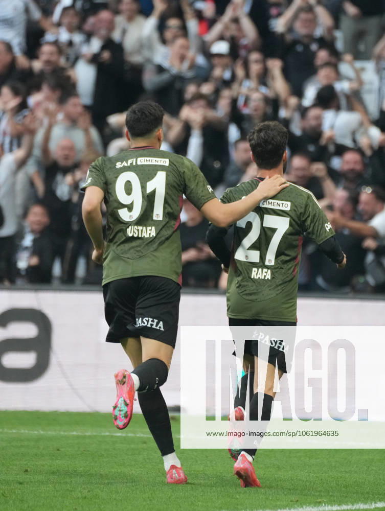 Rafa Silva of Besiktas celebrates after scoring the first goal of his team with teammates during the Turkish Super League match between Besiktas and Adana Demirspor at Tupras Stadium on May 11, 2025 in Istanbul, Turkey. Istanbul Turkey