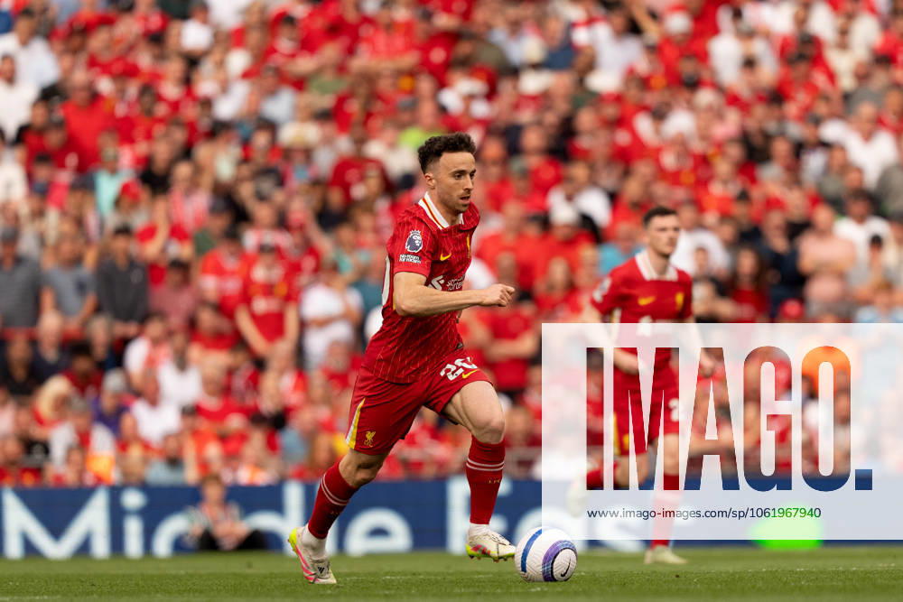 Liverpool FC v Arsenal FC - Premier League Diogo Jota of Liverpool is seen in action during the Premier League match between Liverpool and Arsenal at Anfield in Liverpool, England, on May 11, 2025. Liverpool Merseyside United Kingdom