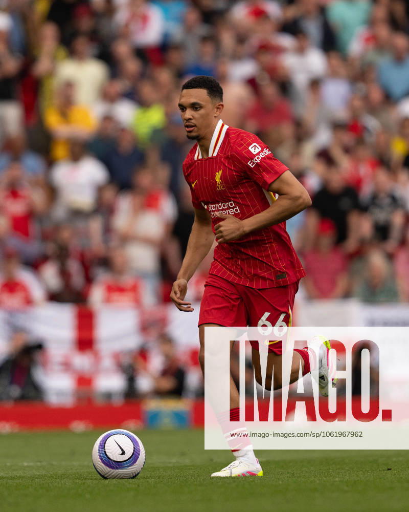 Liverpool FC v Arsenal FC - Premier League Trent Alexander-Arnold plays during the Premier League match between Liverpool and Arsenal at Anfield in Liverpool, England, on May 11, 2025. Liverpool Merseyside United Kingdom