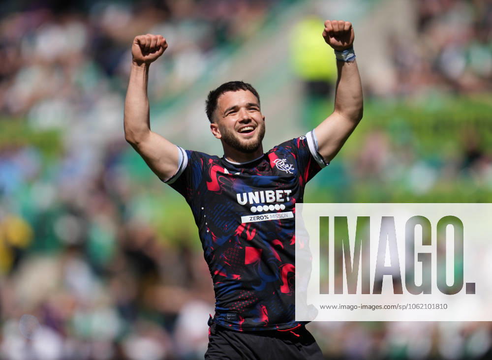 Nicolas Raskin of Rangers celebrates scoring to give Rangers a 1-2 lead. Hibernian v Rangers, William Hill Premiership, Football, Easter Road, Edinburgh, Scotland, UK
