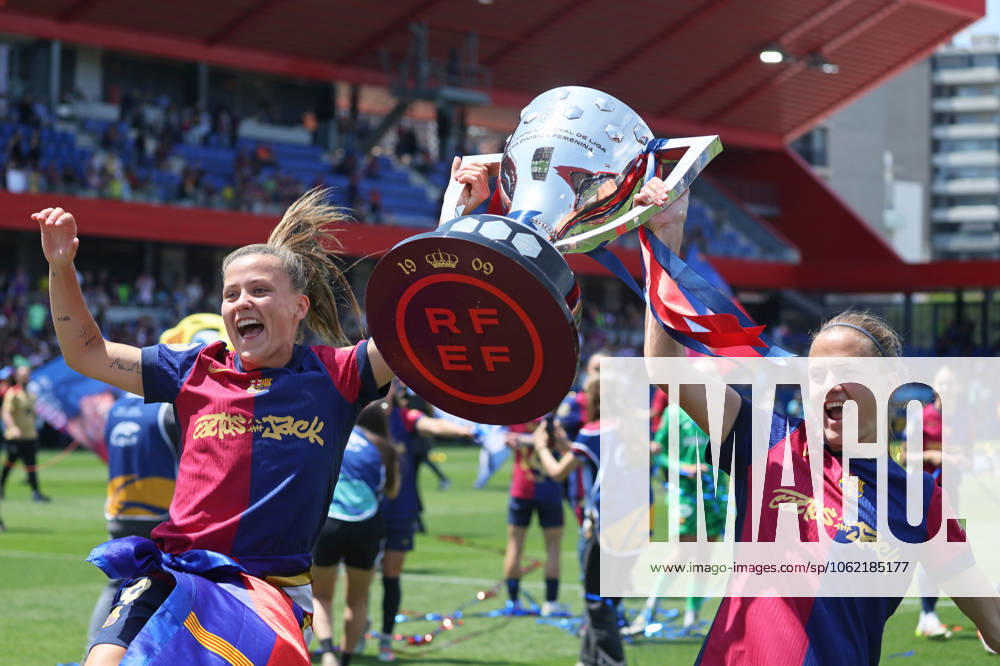 FC Barcelona, Barca Femeni v Athletic Club Femenino - Liga F Claudia Pina and Irene Paredes celebrate the Liga F title at the end of the match between FC Barcelona Femeni and Athletic Club Femenino, corresponding to week 30 of the Liga F, played at the Johan Cruyff Stadium in Barcelona, Spain, on May 18, 2025. Barcelona Barcelona Spain