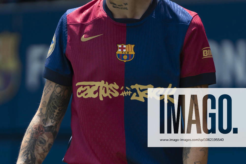 FC Barcelona, Barca Femeni v Athletic Club Femenino - Liga F A close-up of Maria Leon s t-shirt shows the logo of the Travis Scott special edition t-shirt during the MATCHDAY 30 Liga F match between FC Barcelona and Athletic Club, the last game of the season, at Estadi Johan Cruyff in Barcelona, Spain, on May 18, 2025. Barcelona Spain