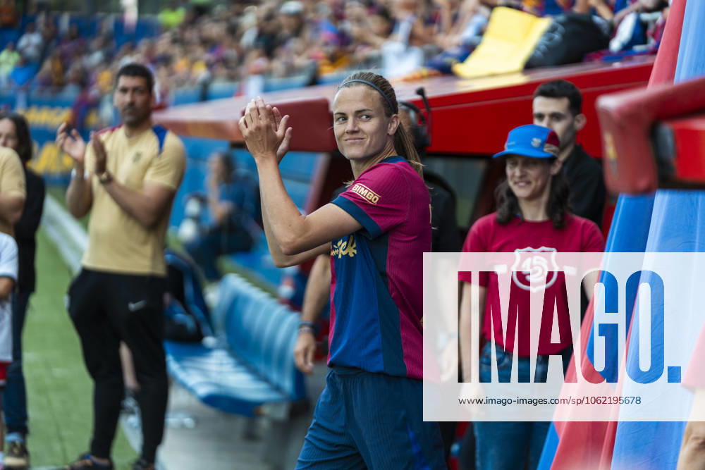 FC Barcelona, Barca Femeni v Athletic Club Femenino - Liga F Irene Paredes participates in the presentation of the players during the celebration of the league title after the MATCHDAY 30 Liga F match between FC Barcelona and Athletic Club, the last game of the season, at Estadi Johan Cruyff in Barcelona, Spain, on May 18, 2025 Barcelona Spain