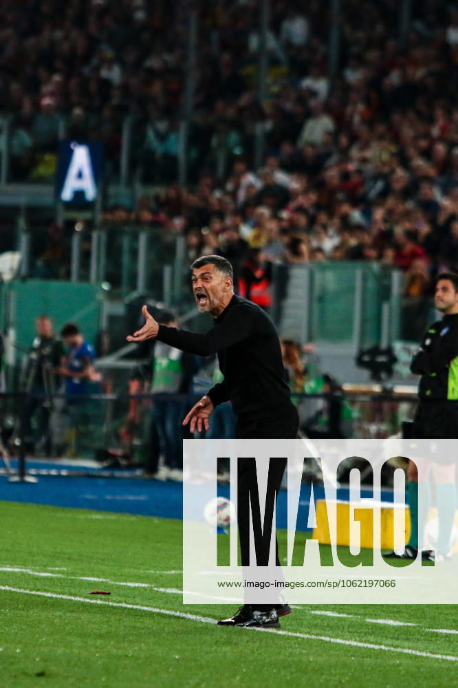 Sergio Sergio Conceicao coach of AC Milan during AS Roma vs AC Milan, Italian soccer Serie A match in Rome, Italy, May 18 2025