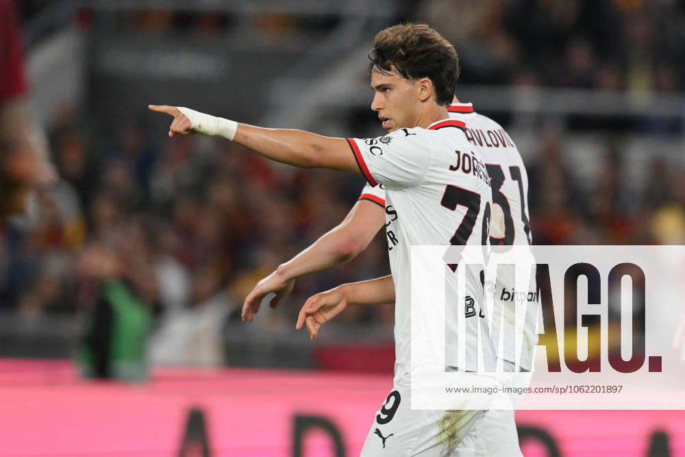 18th May 2025, Stadio Olimpico, Rome, Italy; Serie A Football; Roma versus AC Milan; Joao Felix of AC Milan celebrates after scoring his goal in the 39th minute for 1-1 ActionPlus12790685 AllShotLive