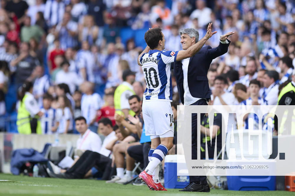 Real Sociead v Girona FC - LaLiga EA Sports Mikel Oyarzabal of Real Sociedad celebrates after scoring goal during the LaLiga EA Sports match between Real Sociedad and Girona FC at Reale Arena on May 18, 2025, in San Sebastian, Spain. San Sebastian Reale Arena Basque Country Spain RL_RSOvGFC_000025