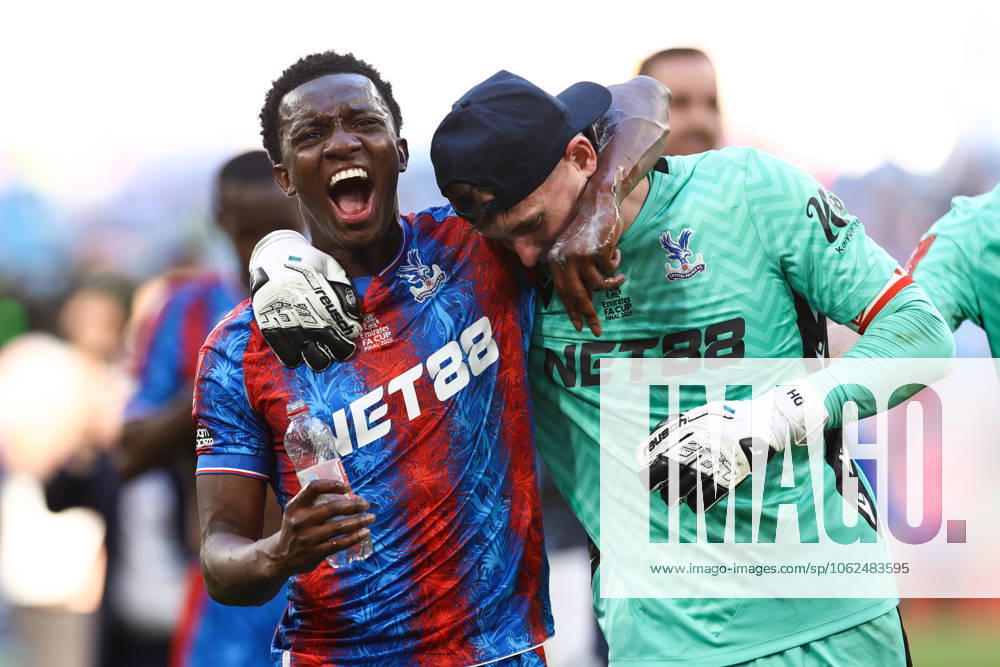 Crystal Palace v Manchester City 17 May 2025, London - FA Cup Final - Crystal Palace v Manchester City - Eddie Nketiah of Crystal Palace celebrates victory with Crystal Palace goalkeeper Dean Henderson - Photo: Jacques Feeney Offside. London UK