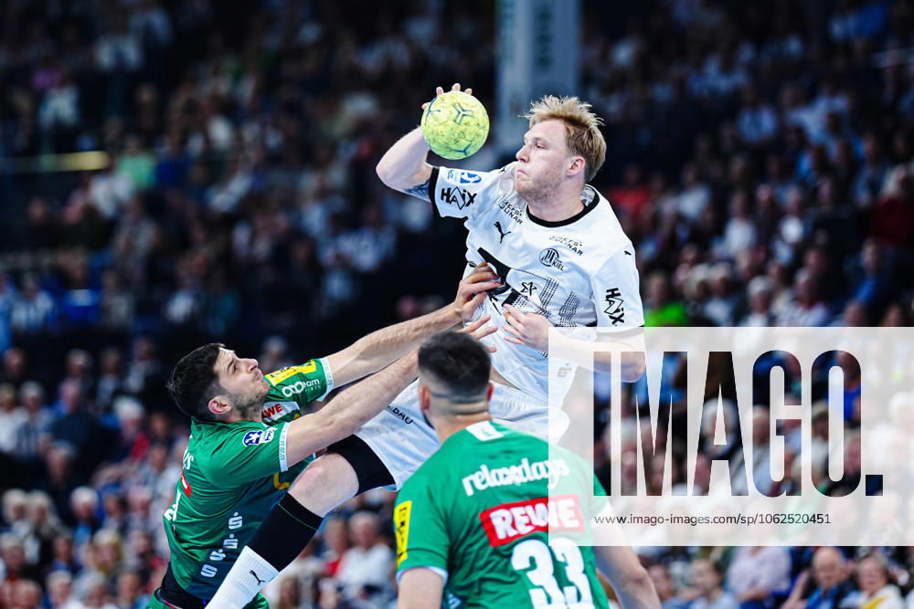 Marko Mamic (SC DHfK Leipzig, 14), Eric Johansson (THW Kiel, 21), Luka Rogan (SC DHfK Leipzig, 33) GER, THW Kiel vs. SC DHfK Leipzig, Handball, Bundesliga, Spieltag, 31, Saison 2024 2025, 28.05.2025 GER, THW Kiel vs. SC DHfK Leipzig, Handball, Bundesliga, Spieltag, 31, Saison 2024 2025, 28.05.2025 Kiel