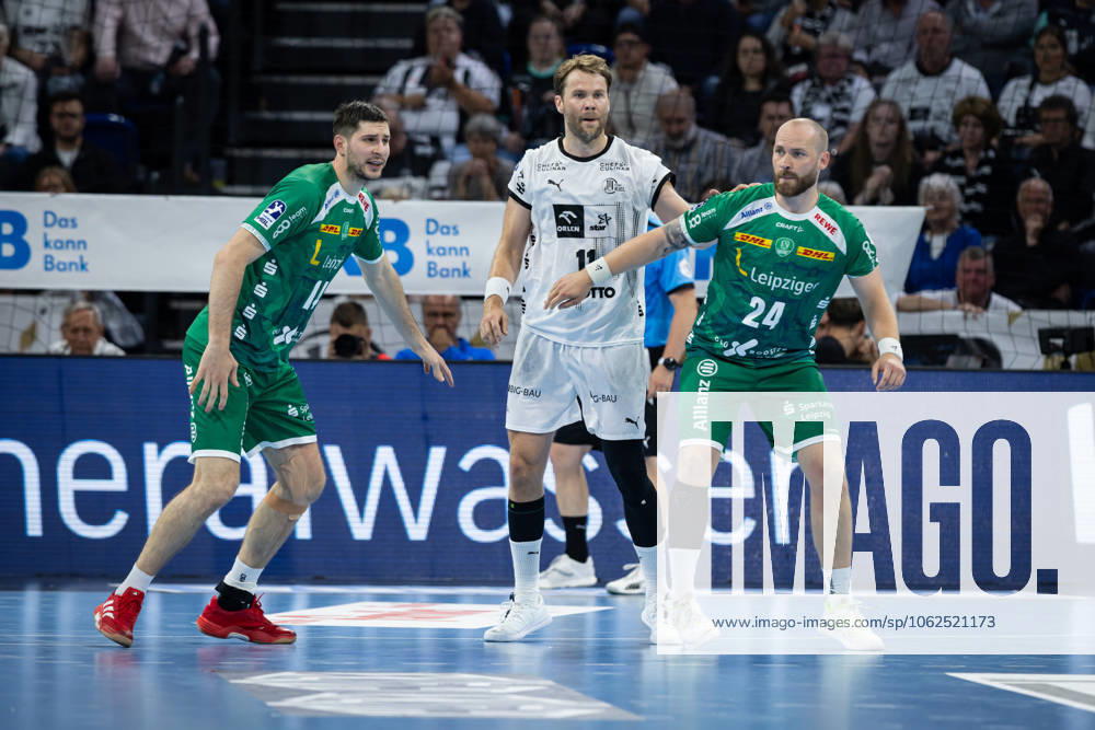 DAIKIN HBL: THW Kiel vs SC DHfK Leipzig; 28.05.25 Kampf am Kreis Marko Mamic (Nr.14, SC DHfK Leipzig), Petter Overby (Nr.11, THW Kiel), Moritz Preuss (Nr.24, SC DHfK Leipzig) DAIKIN HBL: THW Kiel vs SC DHfK Leipzig, Wunderino Arena am 28.05.25