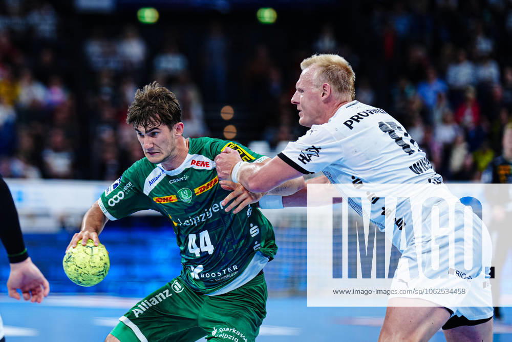 Stephan Seitz (SC DHfK Leipzig, 44), Patrick Wiencek (THW Kiel, 17) GER, THW Kiel vs. SC DHfK Leipzig, Handball, Bundesliga, Spieltag, 31, Saison 2024 2025, 28.05.2025 GER, THW Kiel vs. SC DHfK Leipzig, Handball, Bundesliga, Spieltag, 31, Saison 2024 2025, 28.05.2025 Kiel