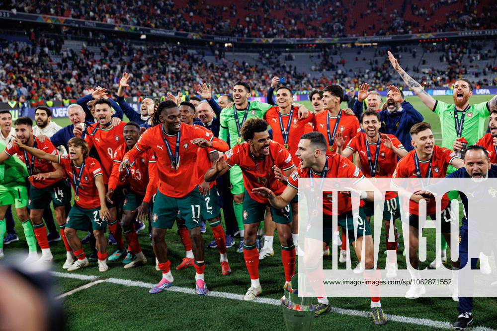 Players of Portugal seen celebrating during UEFA Nations League 2025 final game between national teams of Portugal and Spain (Maciej Rogowski) Munich Allianz Arena Germany