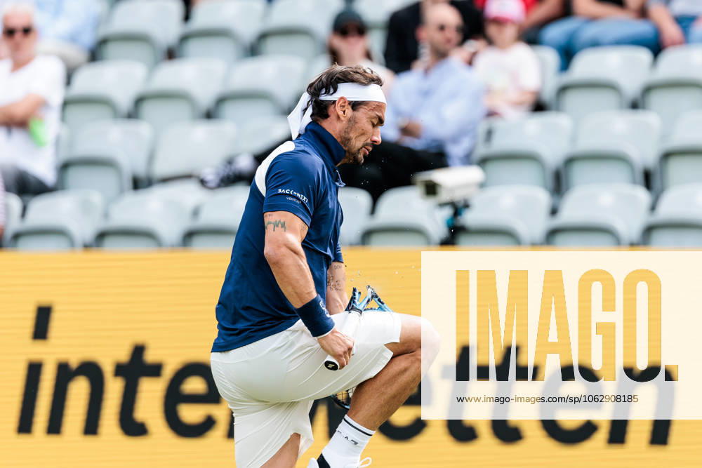 BOSS OPEN ATP250; 10.06.2025 Fabio Fognini (ITA) zerbricht seinen Schläger im Match gegen Corentin Moutet (FRA) BOSS OPEN ATP250; Stuttgart, Tennisclub Weissenhof am 10.06.2025