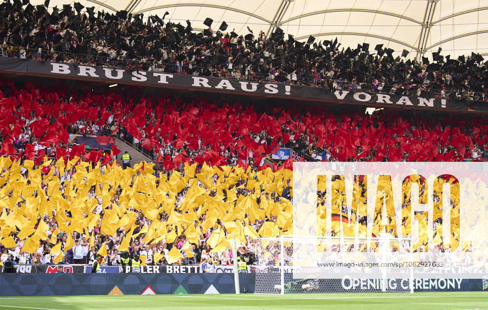 DFB fans with Kopf Hoch, Brust Raus in the UEFA Nations League 2025 Third Place match GERMANY - FRANCE 0-2 in Season 2024 2025 at June 8, 2025 in Stuttgart, Germany.