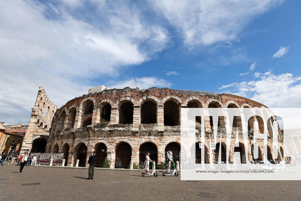 (250612) -- VERONA, June 12, 2025 -- The Arena di Verona is pictured in Verona, Italy, May 5, 2025. In 2000, Verona was inscribed on the UNESCO World Heritage List for its historical richness and well-preserved architecture. ) ITALY-VERONA-CITY VIEW LixJing