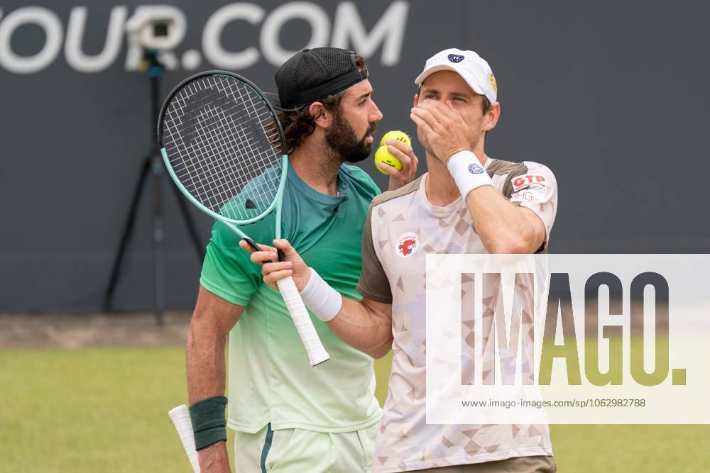 2025-06-14 2025 Libema Open Grass Court Championships Autotron ROSMALEN, NETHERLANDS - JUNE 14: Matthew Ebden of Australia, Jordan Thompson of Australia during the 2025 Libema Open Grass Court Championships at Autotron on June 14, 2025 in Rosmalen, Netherlands. Rosmalen Autotron Netherlands Content not available for redistribution in The Netherlands directly or indirectly through any third parties.