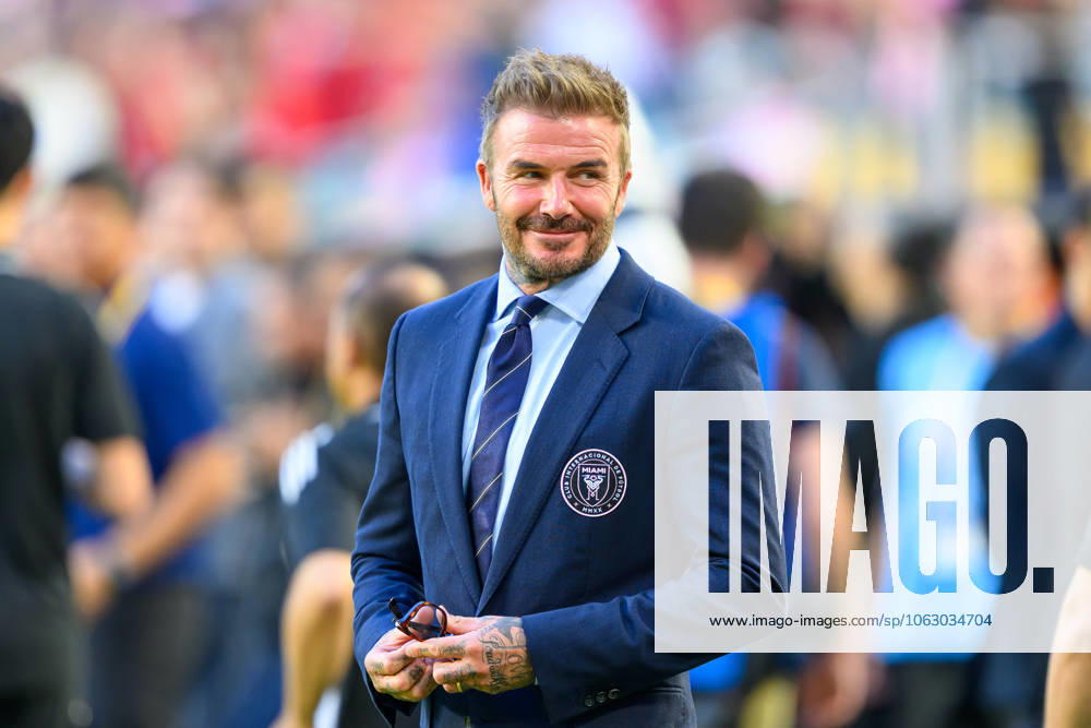 14th June 2025; Hard Rock Stadium, Miami, USA; Club World Cup Group A Round 1 Football, Al Ahly versus Inter Miami; Inter Miami co-owner David Beckham smiles on the pitch before the start of the match. ActionPlus12801644 DouglasxMurray Content restricted for UK based newspaper