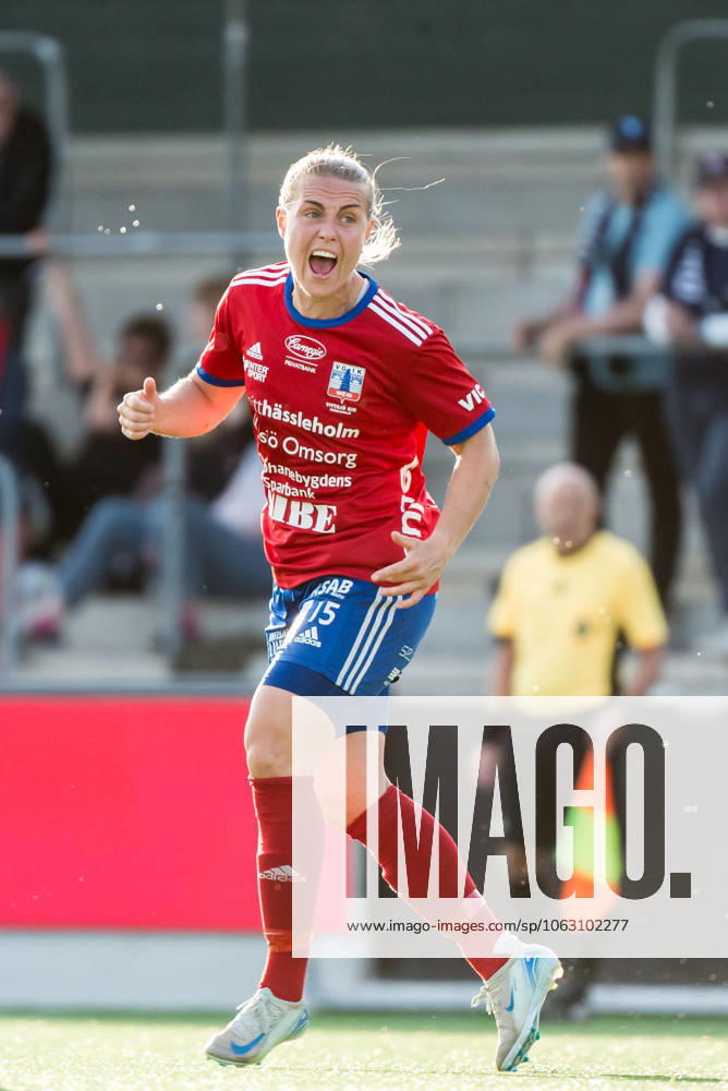 Vittsjös Nellie Persson jublar under fotbollsmatchen i Damallsvenskan mellan Rosengard och Vittsjö den 19 juni 2025 i Malmö.
