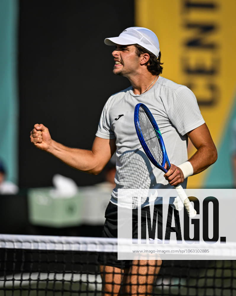 19th June 2025; Lexus Nottingham Tennis Centre, Nottingham, England; Lexus Nottingham Open, Day 4; Jaime Faria (POR) celebrates winning a point in his quarter final match with his partner Jeevan Nedunchezhiyan (IND) against Austin Krajicek (USA) and Santiago Gonzalez (MEX) ActionPlus12802828 GodfreyxPitt Content restricted for UK based newspaper