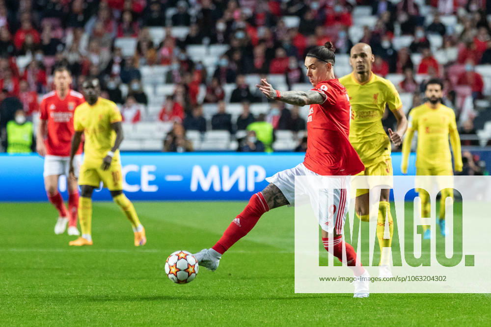 Benfica forward from Uruguay DARWIN NUNEZ (9) in action during the game for UEFA Champions League between Benfica and Liverpool at Estadio da Luz Lisbon Portugal - ZUMAs359 20220405_zsp_s359_007