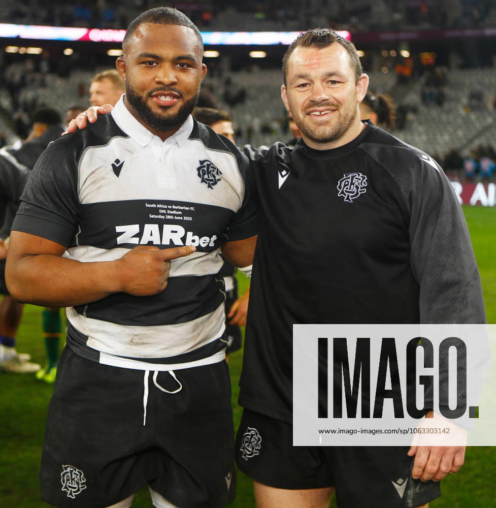 Qatar Airways Cup, DHL Stadium, Cape Town, South Africa 29 6 2025 South Africa vs Barbarians Hoskins Sotutu and Cian Healy of the Barbarians FC after the match Hoskins Sotutu and Cian Healy after the match 29 6 2025