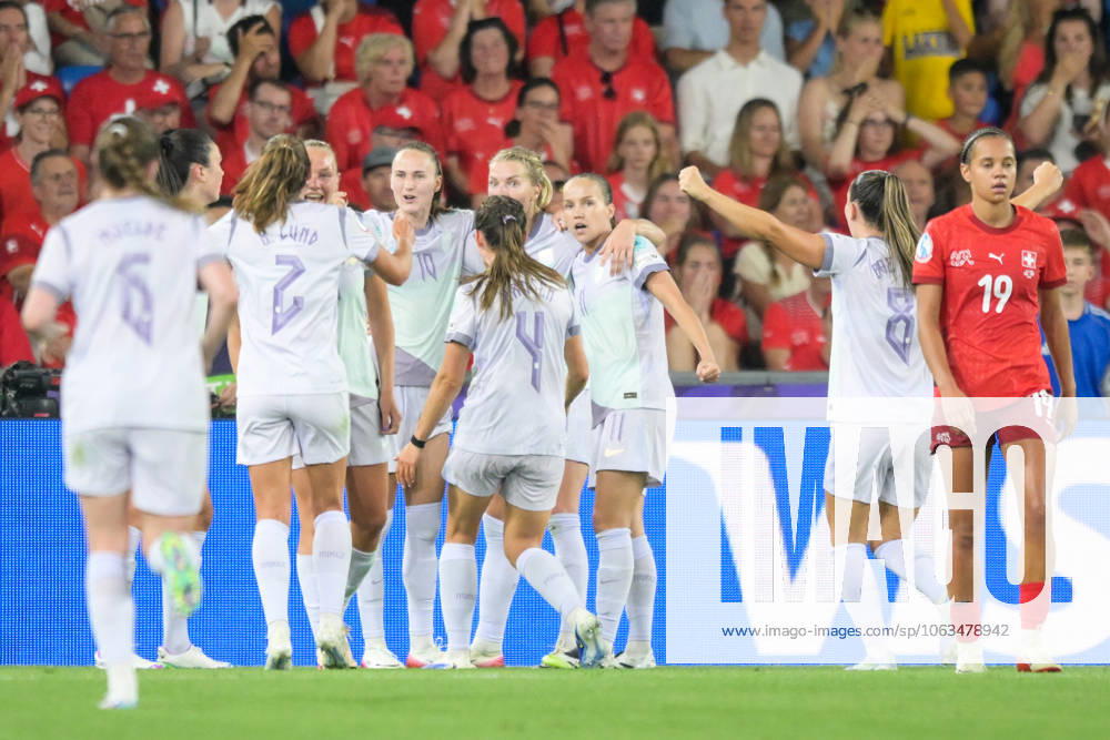 Fußball, UEFA Women s EURO 2025, 20250702, Schweiz - Norwegen. Im Bild Norwegen Torjubel bejubelt Jubel Tor 1:1. Basel St. Jakob-Park Basel-Stadt Schweiz