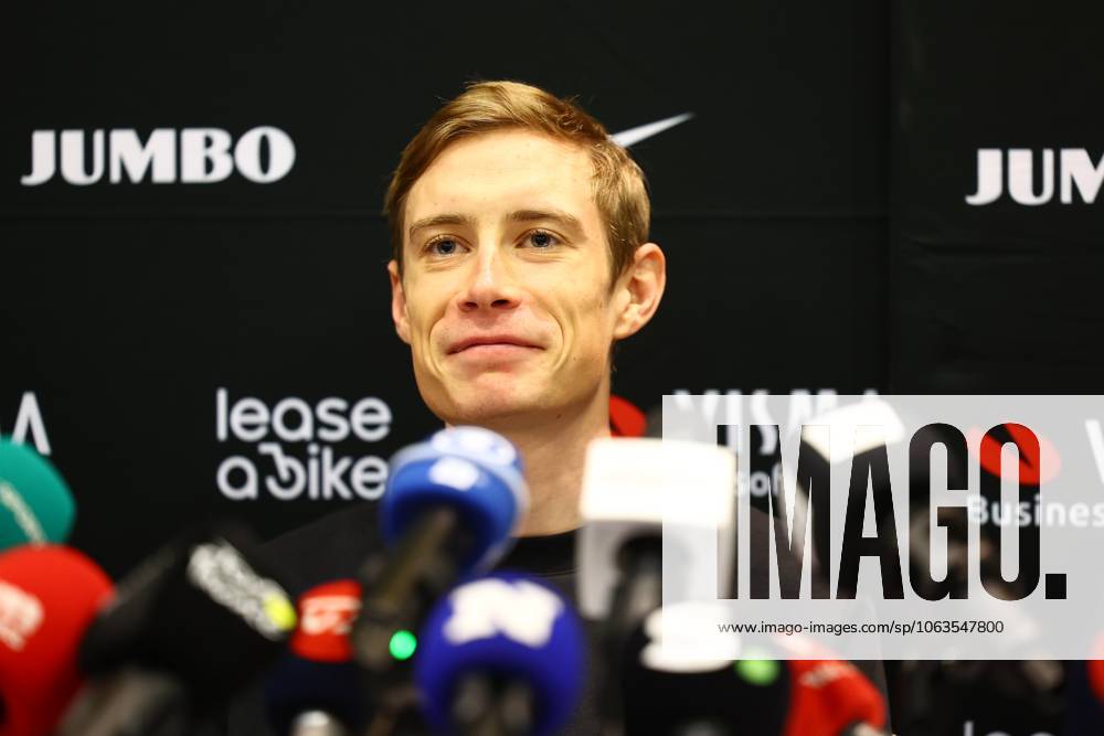 Danish Jonas Vingegaard Hansen of Team Visma-Lease a Bike pictured during a press conference, PK, Pressekonferenz of team Visma - Lease a Bike ahead of the 2025 Tour de France cycling race, in Lille, France, on Friday 04 July 2025. The 112th edition of the Tour de France starts on Saturday 5 July in Lille, France, and will finish in Paris, France on the 27th of July. DAVIDxPINTENS x128393411x