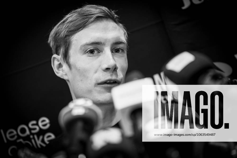 Danish Jonas Vingegaard Hansen of Team Visma-Lease a Bike pictured during a press conference, PK, Pressekonferenz of team Visma - Lease a Bike ahead of the 2025 Tour de France cycling race, in Lille, France, on Friday 04 July 2025. The 112th edition of the Tour de France starts on Saturday 5 July in Lille, France, and will finish in Paris, France on the 27th of July. DAVIDxPINTENS x128394685x