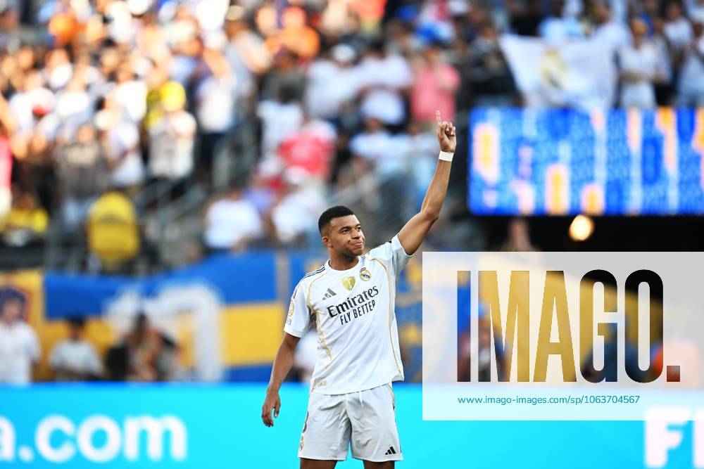 (250706) -- NEW JERSEY, July 6, 2025 -- Kylian Mbappe of Real Madrid celebrates a goal during the quarterfinal match between Real Madrid (Spain) and Borussia Dortmund (Germany) at the FIFA Club World Cup 2025 in New Jersey, the United States, July 5, 2025. ) (SP)U.S.-NEW JERSEY-FOOTBALL-FIFA CLUB WORLD CUP-QUARTERFINALS-REAL MADRID VS BORUSSIA DORTMUND WuxXiaoling