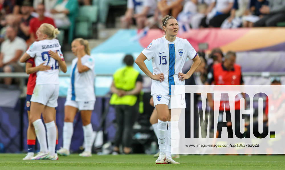 CHE, Sion, Norway vs Finland, international match, Länderspiel, Nationalmannschaft soccer, UEFA, Stade de Tourbillon, UEFA European Women s Championship 2025, group stage matchday 2 in the pictur: finland loses against norway DFB DFL REGULATIONS PROHIBIT ANY USE OF PHOTOGRAPHS AS IMAGE SEQUENCES AND OR QUASI-VIDEO, 06.07.2025,