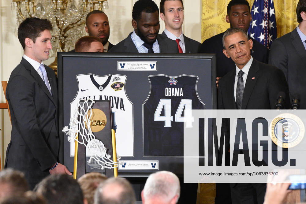 Washington, District Of Columbia, U.S - President Of The United States, BARACK OBAMA, with the NCAA, College League, USA Men s College Basketball Champions, Villanova University, in the East Room of the White House. President Obama honored the team for their accomplishment in winning the championship