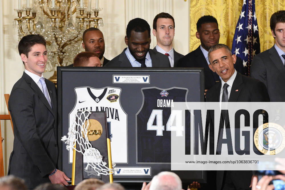 Washington, District Of Columbia, U.S - President Of The United States, BARACK OBAMA, with the NCAA, College League, USA Men s College Basketball Champions, Villanova University, in the East Room of the White House. President Obama honored the team for their accomplishment in winning the championship
