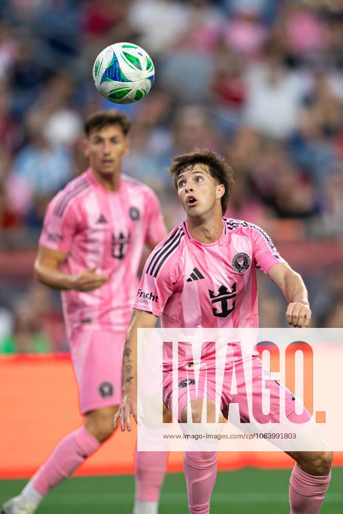 Foxborough, Massachusetts, USA; Inter Miami CF midfielder Baltasar Rodriguez (11) sizes up the ball in a Major League Soccer game between the New England Revolution and Inter Miami CF at Gillette Stadium. (c) CSM - ZUMAc04_ 20250709_zma_c04_196
