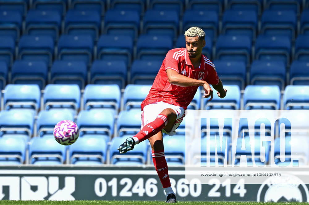 Chesterfield v Nottingham Forest - Pre-Season Friendly David Carmo of Nottingham Forest crosses the ball during the pre-season friendly match between Chesterfield and Nottingham Forest at the SMH Group Stadium in Chesterfield, England, on July 12, 2025. Chesterfield Derbyshire United Kingdom