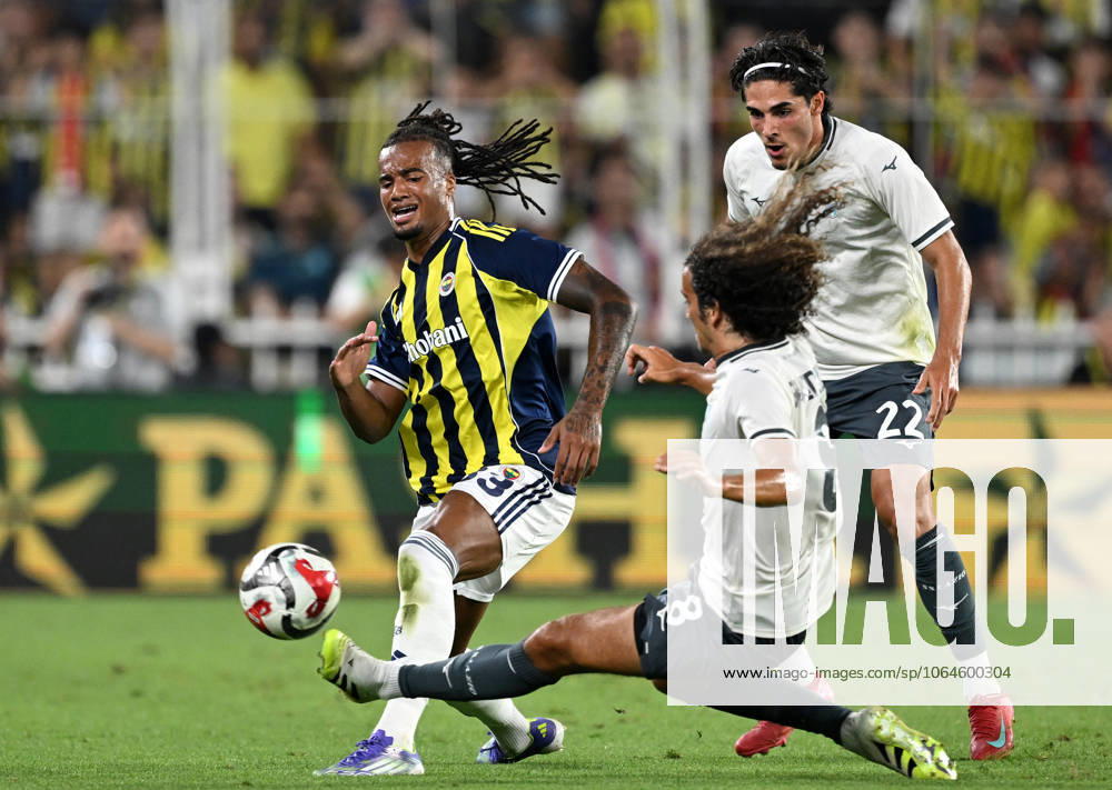 Fenerbahce v Lazio - Friendly match ISTANBUL, TURKIYE - JULY 30: Archie Brown (33) of Fenerbahce in action against Matteo Guendouzi (8) of Lazio during a friendly match against Lazio at Chobani Stadium in Istanbul, Turkiye, on July 30, 2025. Ali Atmaca Anadolu Istanbul Turkey. Editorial use only. Please get in touch for any other usage.