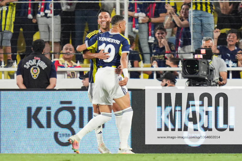 Fenerbahce v Lazio - Friendly match ISTANBUL, TURKIYE - JULY 30: Irfan Can Kahveci (17) and Youssef En-Nesyri (R) of Fenerbahce celebrate a goal during the friendly match between Fenerbahce and Lazio at Chobani Stadium in Istanbul, Turkiye, on July 30, 2025. Cemal Yurttas Anadolu Istanbul Turkey. Editorial use only. Please get in touch for any other usage.