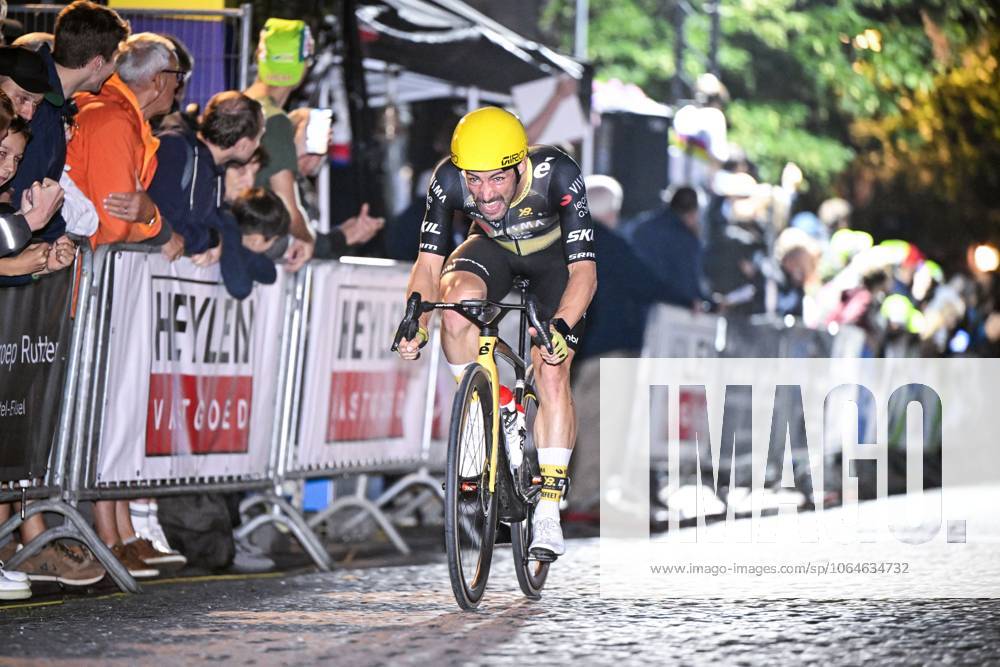 Belgian Victor Campenaerts of Team Visma-Lease a Bike pictured in action during the Natourcriterium Herentals cycling race, Thursday 31 July 2025 in Herentals. The contest is a part of the traditional criteriums , local races in which mainly cyclists who rode the Tour de France compete. TOM GOYVAERTS TomxGoyvaerts x130405385x